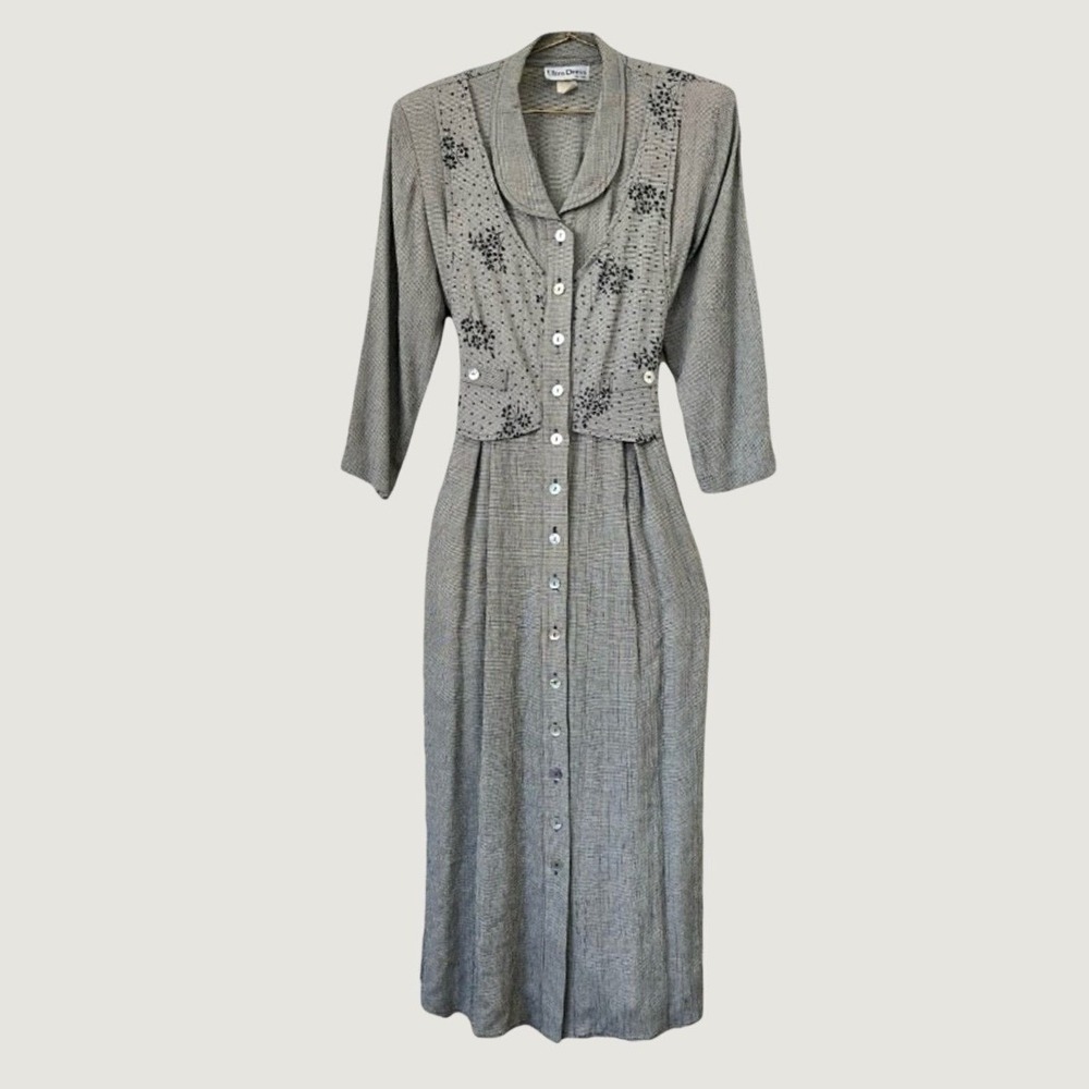 Ultra Dress 90s VTG floral whimsigoth Cottagecore neutral MidiDress size 10